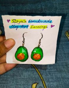 Avocado Clay Art Earrings