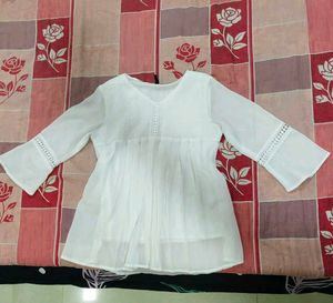 White Embroidered Top with Bell Sleeves