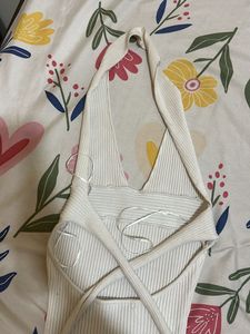 White Backless Halter Bodycon 🤍