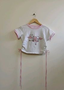 Cute Graphic Print Crop Top