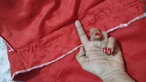 Party Wear Red &amp; Gold Striped Embroidered Kurti
