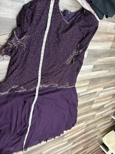Purple Beaded Evening Gown