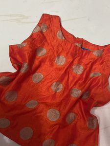 ✨ Festive Orange Polka Dot Ethnic Top / Shrug ✨