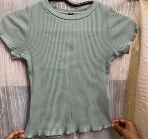 Mint Green Ribbed Top