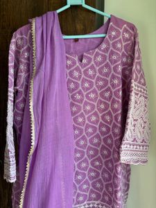 Purple Embroidered Kurta Set