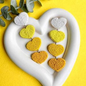Yellow Heart Beaded  Earrings🍋