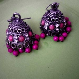 Pink Jhumka Earrings