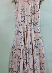 Peach Floral Party Wear Gown Set Women