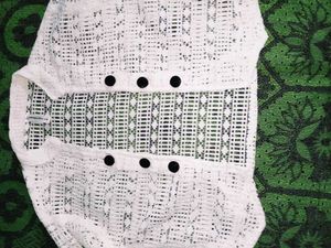 White Checked Knit Top