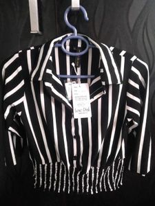 Striped Y2k Black And White Top