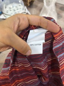 Striped Ethnic Botton Down Skirt With Tags