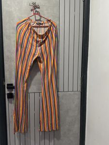 Striped Flare Leg Pants