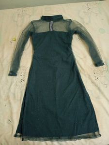 Elegant Charcoal Mesh Dress