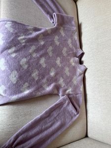 Cute Lavender Sweater With Heart Print