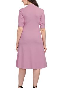Lavender Mock Neck Puff Sleeve Dress