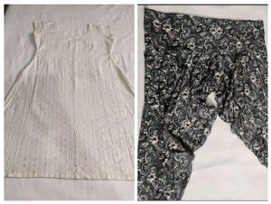 Stitched Cotton Chikan Kurta & Patiala Pant