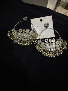 Gold Silver Oxidised Earrings
