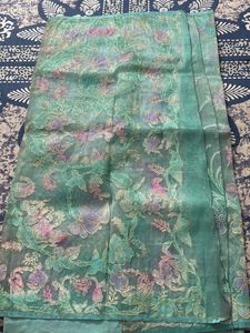 Pastel Shade Pure Net Saree With Zari