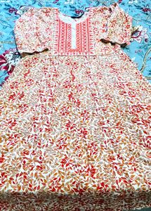 Floral Orange Print Kurta