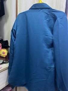 Teal Blue Satin Shirt