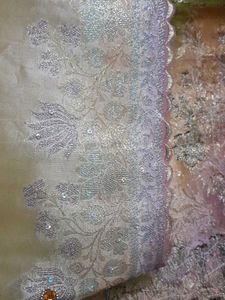 Cream Zardosi Work Saree