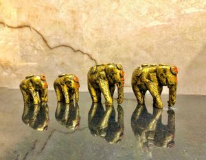 (Combo Set Of 4)Elephants family decor Showpiece