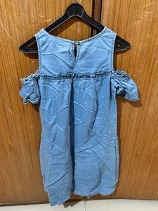 Cute Denim Cold Shoulder Dress