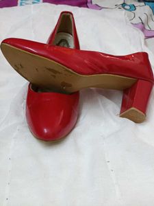 Classic Red Block Heel Pumps by ShoeTopia