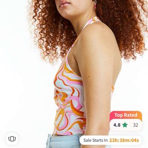 H&amp;M Multi-Coloured Patterned Halterneck Top