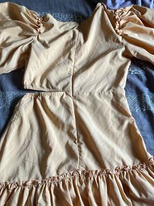 Peach Cutout Ruffle Mini Dress