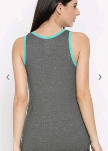 Jockey Women Charcoal Grey Solid Lounge Tank Top