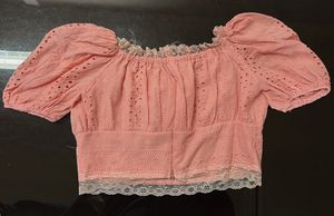 Pink Lace Trimmed Crop Top
