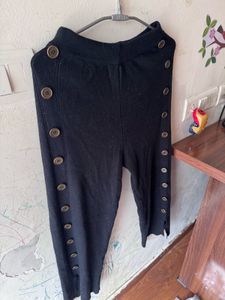 Black Button Korean Knitted Pant