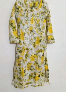 Lime Yellow Chiken Kurti Set