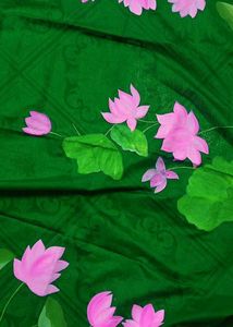 Green Handpainted Lotus Dupatta