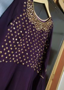 Purple Ethnic Party Wear Long Gown For 42 Bust