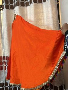 Orange Beautiful Lehenga Full Umbrella Skirt
