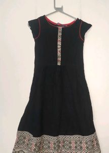Black Midi Dress with Embroidered Details