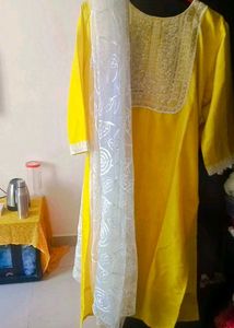 Yellow Kurti with Silver Embellishments