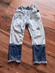 kids Cute Two-Tone Denim Pants