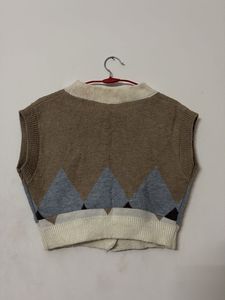Argyle Knit Cardigan Vest