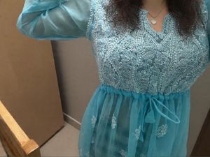 Blue Embroidered Tunic top kurti