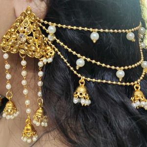 Gold & Pearl Indian Hair Jewelry