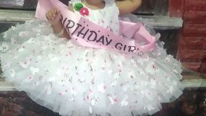Adorable Birthday Girl Dress in white and pink flo