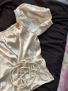 Satin Puff Sleeve Top Corset Fix Price
