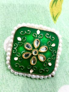 Green Kundan Earrings