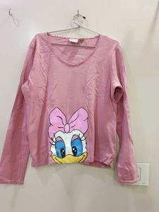 Cute Pink Daisy Duck Hand Painted  Long Sleeve Top