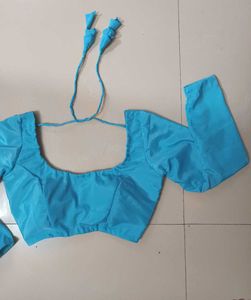 Firozi Satin Padded Back Hook Blouse