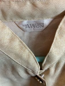 AWON Beige Floral Button-Down Top