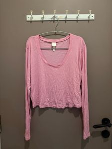 Pink Long Sleeve Crop Top
